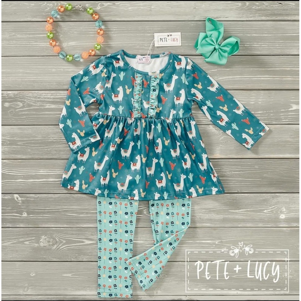 2T Pete And Lucy Floral Llama Pant Set NWT